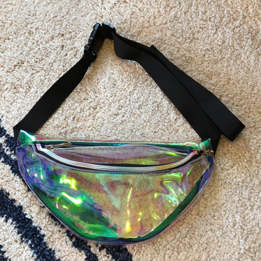 Iridescent plastic fanny pack
